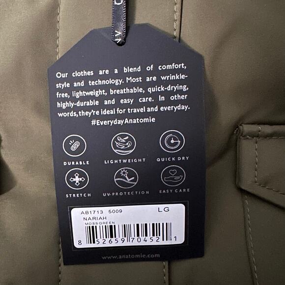 Anatomie Nariah Hybrid Utility Cargo Jacket Size Large Moss Green Belted Travel - Picture 4 of 13